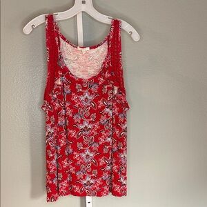 Maurices Red Floral Tank Top